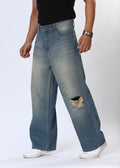 Denim Pant Knee Torned Wash Light Blue - Image 2